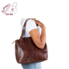 Picture of BIBA Meki Spacious Leather Tote – Double Zipper Design.